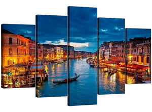 5 Piece Set of Living-Room Blue Canvas Pictures