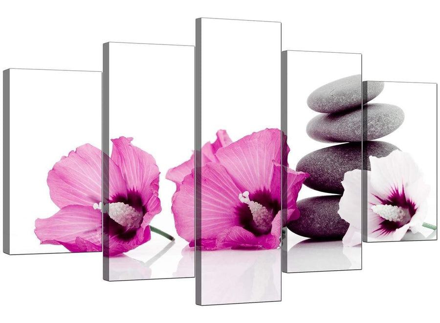 Set Of 5 Modern Pink Canvas Picture