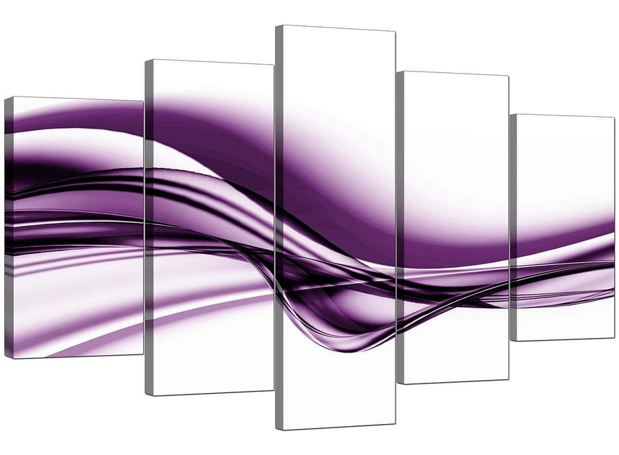5 Part Set of Extra-Large Purple Canvas Wall Art