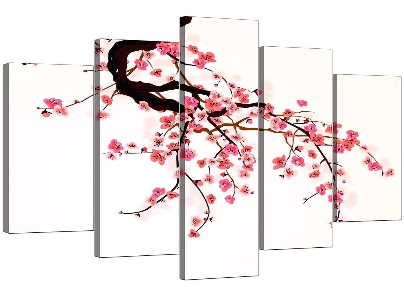 Japanese Cherry Blossom Tree Pink Cream Floral Canvas