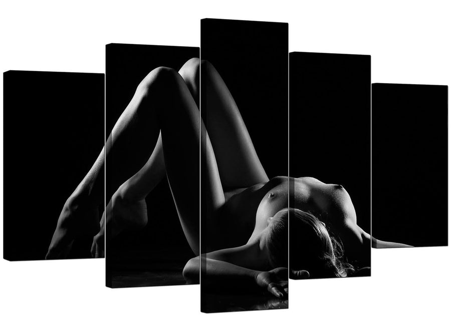 Set Of Five Modern Black White Canvas Pictures