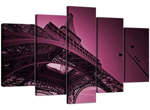 Set Of Five Living-Room Plum Canvas Pictures