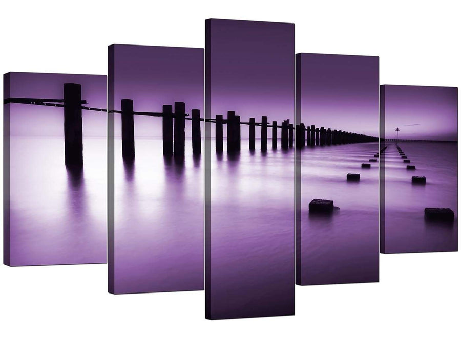 5 Part Set of Living-Room Purple Canvas Prints