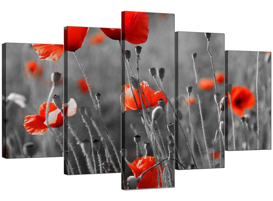 5 Panel Set of Living-Room Red Canvas Picture