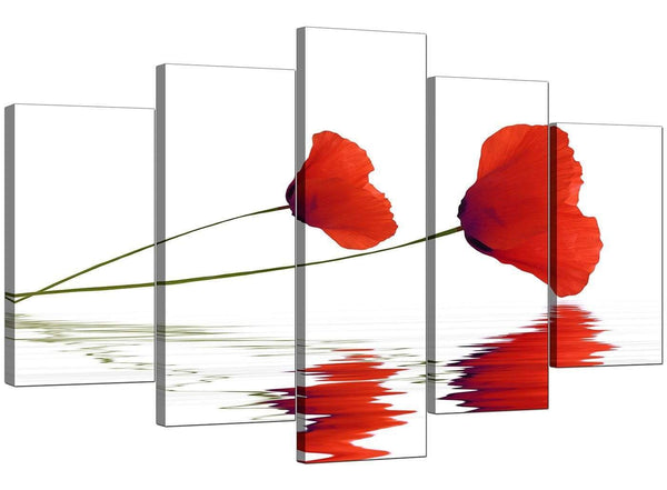 Set Of 5 Living-Room Red Canvas Art