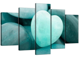 Set Of Five Extra-Large Teal Canvas Art
