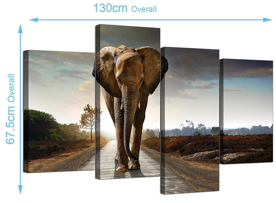 Cheap African Elephant Canvas Prints UK 130cm x 68cm 4209