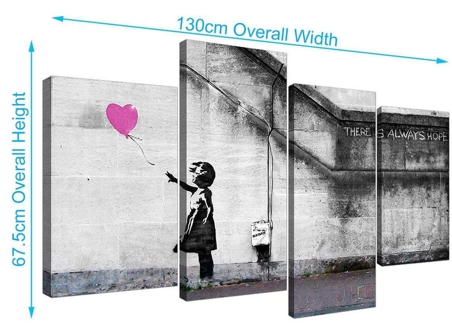 Large Banksy Balloon Girl Canvas Pictures 130cm x 67cm 4227