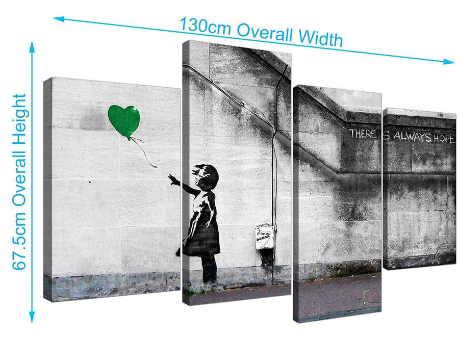 Large Banksy Balloon Girl Canvas Pictures 130cm x 67cm 4222