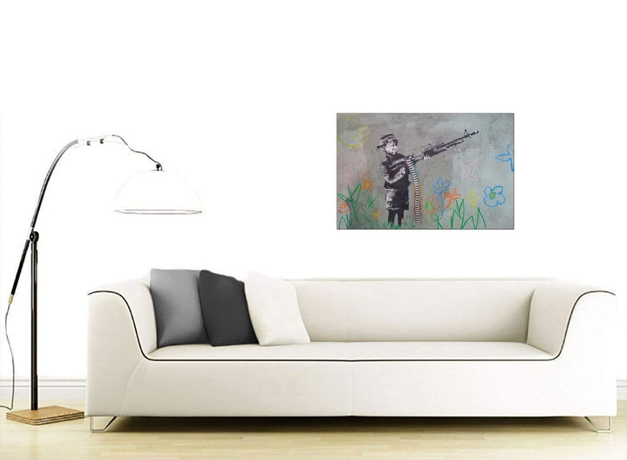 Banksy Boy with Crayon Gun Modern Canvas Art -