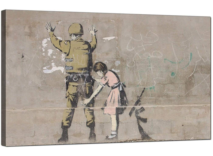 Banksy Canvas Pictures - Girl Child Frisks a Soldier - Urban Art