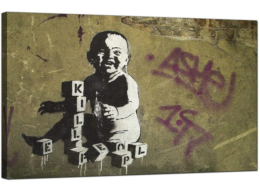 Banksy Canvas Pictures - Kill People Baby With Building Blocks - Urban Art