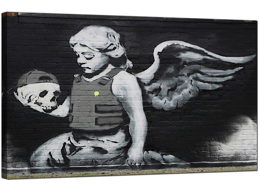 Banksy Canvas Pictures - Ozone Angel With Skull - Urban Art - Urban Art