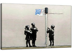 Banksy Canvas Pictures - Tesco Generation Bag Flag Very Little Helps - Urban Art