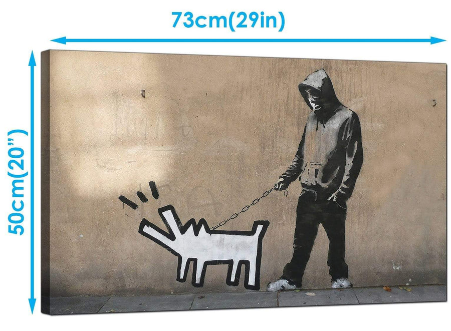 Banksy Canvas Art Prints - Choose Your Weapon Man with Keith Haring Dog - Graffiti Art