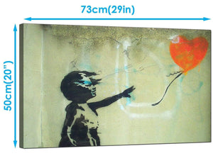 Banksy Canvas Art Prints - Girl Child and a Heart Balloon - Graffiti Art