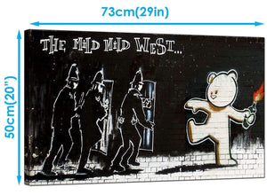 Banksy Canvas Art Prints - Mild Mild West Teddy Bear Bomber - Graffiti Art