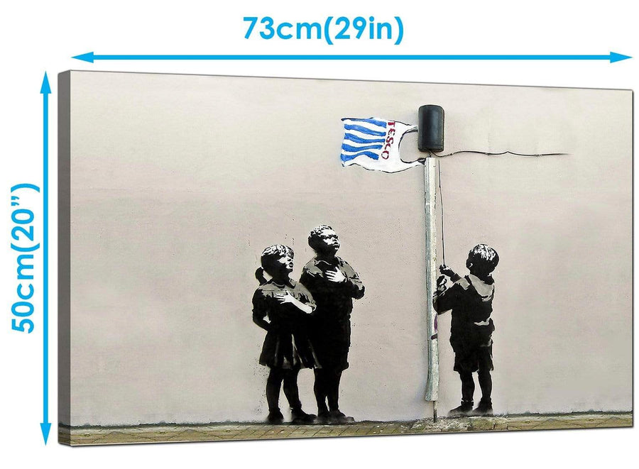 Banksy Canvas Art Prints - Tesco Generation Bag Flag Very Little Helps - Graffiti Art