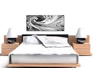 Cheap Black White Grey Swirls Modern Abstract Canvas Wall Art Modern 120cm Wide 1354 For Your Dining Room
