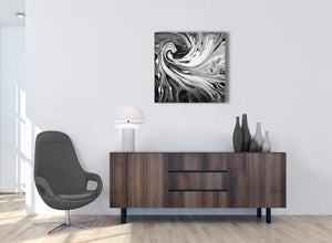 Cheap Black White Grey Swirls Modern Abstract Canvas Wall Art Modern 64cm Square 1S354M For Your Living Room