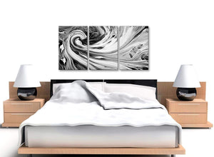 Cheap Black White Grey Swirls Modern Abstract Canvas Wall Art Split 3 Part 125cm Wide 3354 For Your Living Room