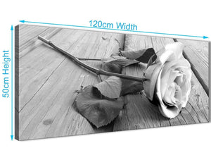 Cheap Black White Rose Floral Bedroom Canvas Pictures Accessories - 1372 - 120cm Print