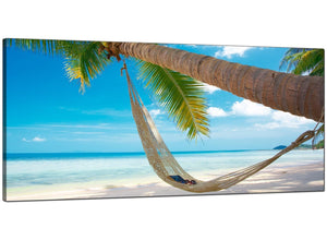 Blue Bedroom Panoramic Canvas of Beach