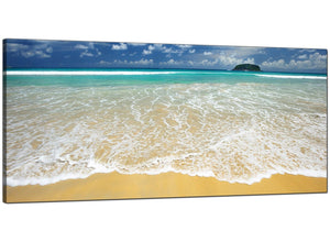 Blue Living Room Panoramic Canvas of Beach