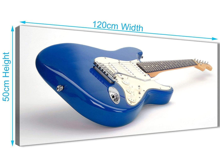 Cheap Blue White Fender Electric Guitar - Bedroom Canvas Wall Art Accessories - 1447 - 120cm Print