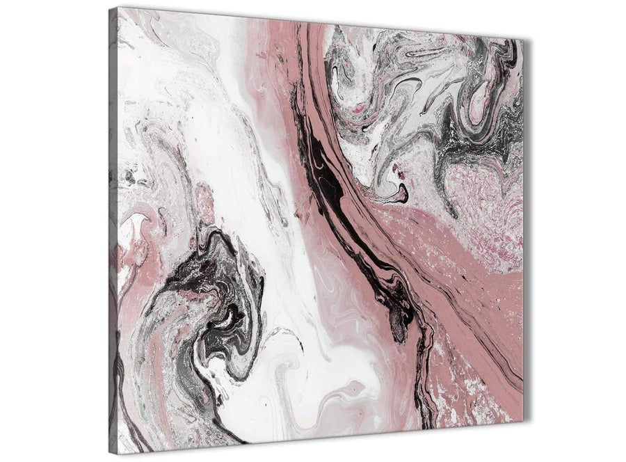 Cheap Blush Pink and Grey Swirl Bathroom Canvas Wall Art Accessories - Abstract 1s463s - 49cm Square Print