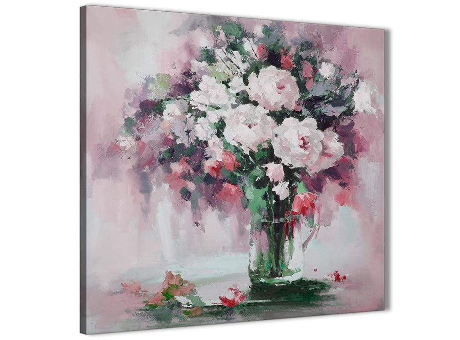 Cheap Blush Pink Flowers Painting Bathroom Canvas Pictures Accessories - Abstract 1s441s - 49cm Square Print
