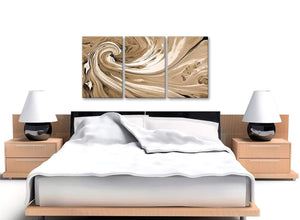 Cheap Brown Cream Swirls Modern Abstract Canvas Wall Art Split 3 Panel 125cm Wide 3349 For Your Kitchen