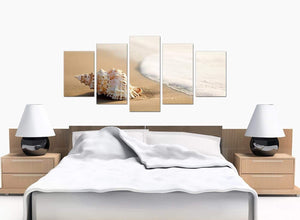 Set Of Five Modern Beige Canvas Picture