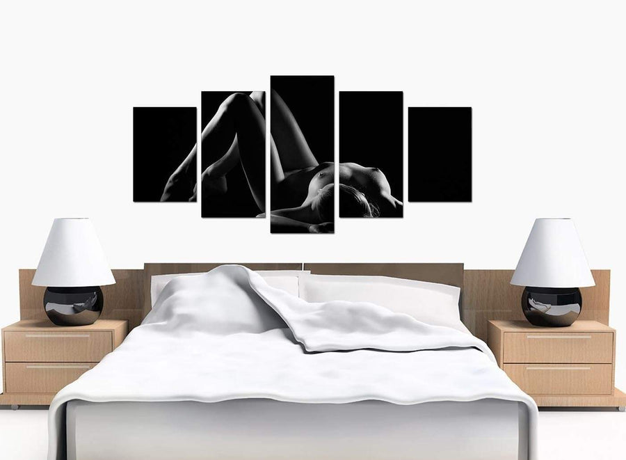 Five Panel Set of Bedroom Black White Canvas Picture
