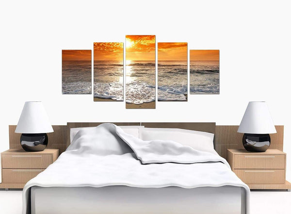 Five Panel Set of Modern Orange Canvas Pictures