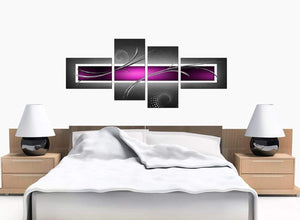 Four Panel Set of Bedroom Purple Canvas Art
