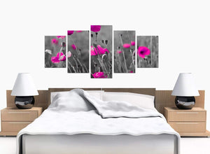 Five Part Set of Extra-Large Pink Canvas Pictures
