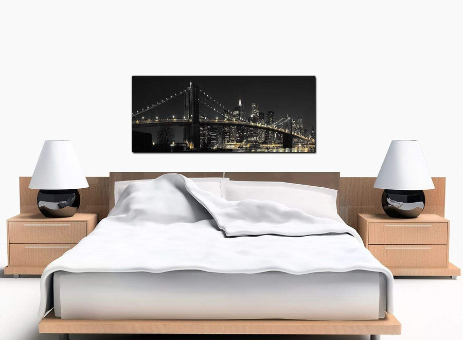 New York Brooklyn Bridge Extra-Large Black White Canvas Picture