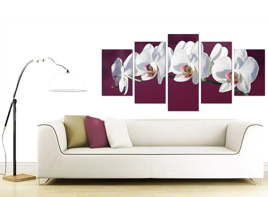 Plum White Coloured Orchid Flower Floral Canvas