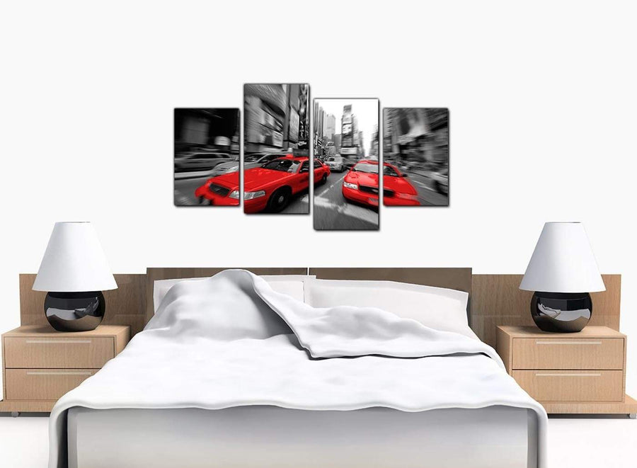 Set Of Four Large Red Canvas Art