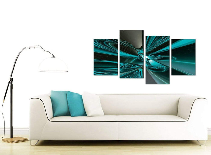 Modern Teal and Grey Cyclone Abstract Canvas