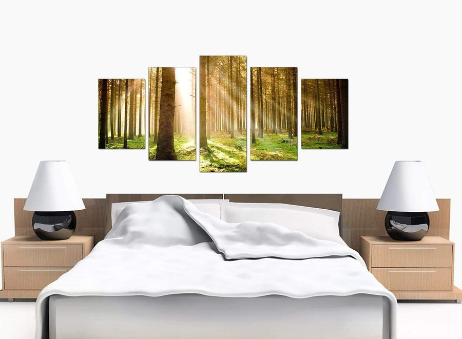 Set Of 5 Bedroom Green Canvas Wall Art