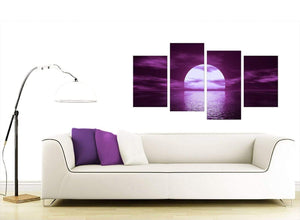 Purple Sunset Ocean Sky Landscape Modern Canvas Art