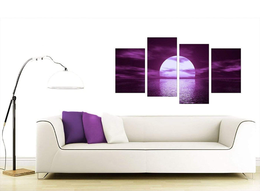 Purple Sunset Ocean Sky Landscape Modern Canvas Art