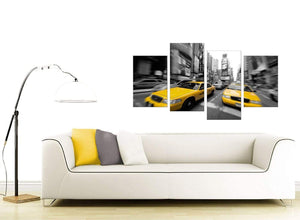 Black White Yellow Grey New York Taxi City Canvas
