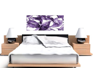Cheap Dark Purple White Tropical Exotic Leaves Canvas Modern 120cm Wide 1322 For Your Living Room