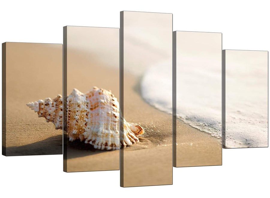 Five Panel Set of Extra-Large Beige Canvas Pictures