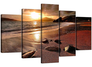Five Panel Set of Modern Brown Canvas Prints