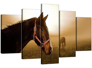 Set Of Five Extra-Large Brown Canvas Art