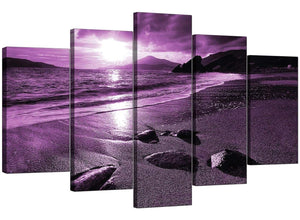 5 Piece Set of Cheap Purple Canvas Art